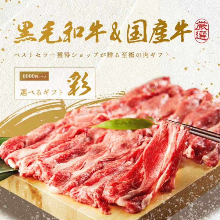 お年賀 名入れ お肉の選べるe-GIFTカタログ 彩